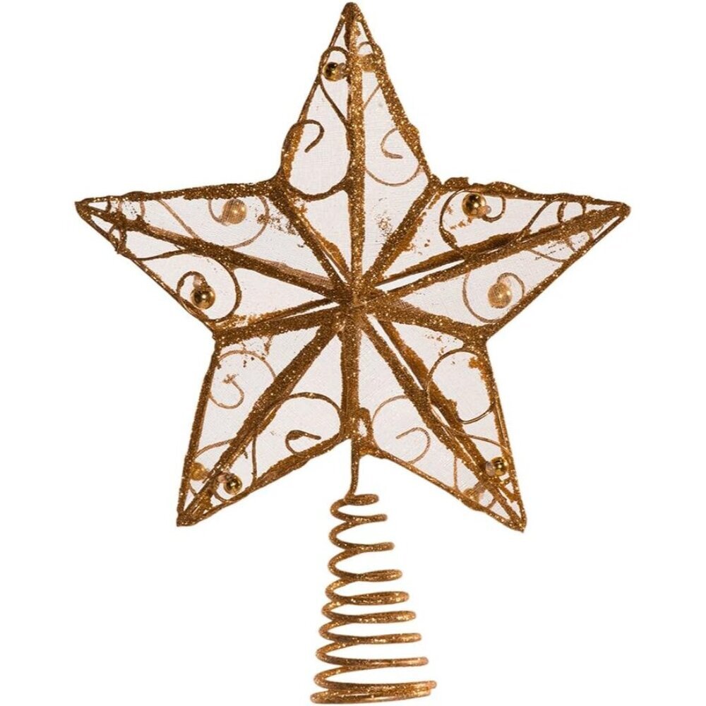 Kurt Adler 6-1/4-Inch Gold Wire Star Treetop
